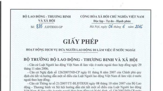 Tư vấn thủ tục xin giấy phép kinh doanh xuất khẩu lao động theo quy định pháp luật hiện hành- luật 24h