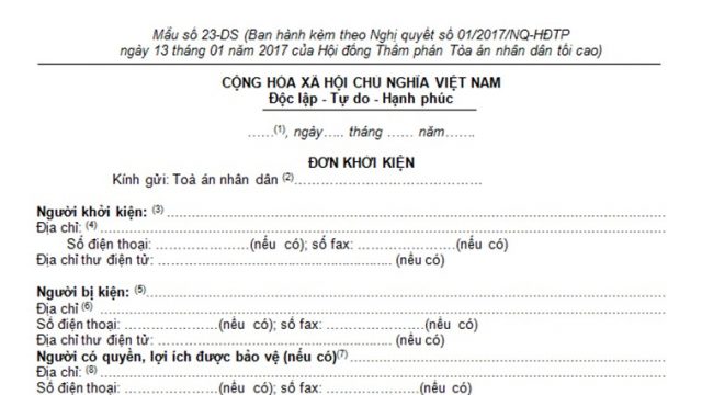 Mẫu đơn ly hôn đơn phương mới nhất của tòa án huyện Quảng Xương