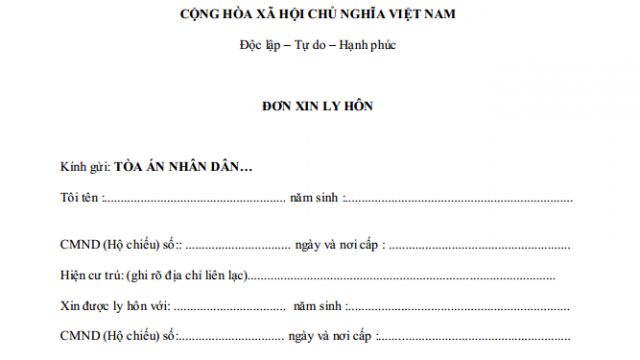 Mẫu đơn thuận tình ly hôn mới nhất của tòa án huyện An Dương