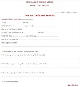 Mẫu đơn ly hôn đơn phương mới nhất của tòa án Quận Ngô Quyền