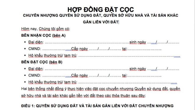 Hợp đồng đặt cọc không ghi thời hạn xử lý như thế nào?