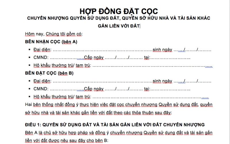 Hợp đồng đặt cọc không ghi thời hạn xử lý như thế nào?