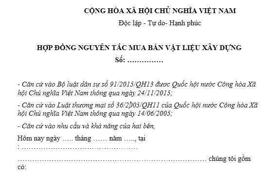 Mẫu hợp đồng mua bán cung cấp vật liệu xây dựng mới nhất 2021?