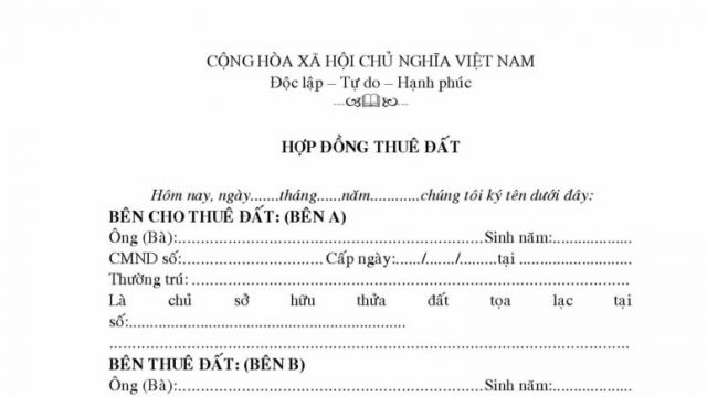 Mẫu Hợp đồng cho thuê lại quyền sử dụng đất