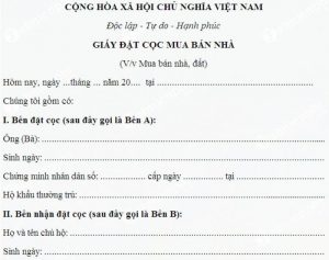 Bán mẫu hợp đồng đặt cọc mua nhà đất tại Thành Phố Hải Dương