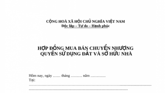 Bán mẫu hợp đồng mua bán nhà đất tại Tứ Kỳ