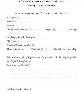 Mẫu đơn khởi kiện tranh chấp đất đai mới nhất của tòa án Kinh Môn