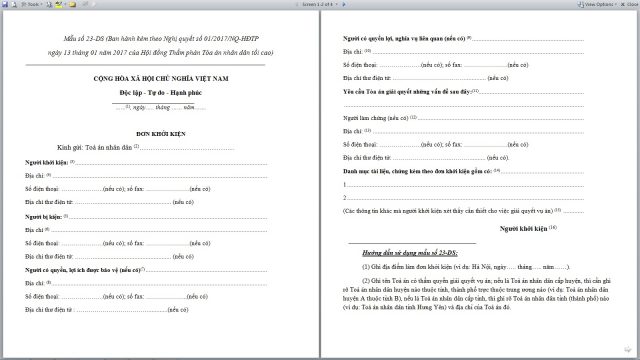 Mẫu đơn khởi kiện tranh chấp đất đai mới nhất của tòa án Gia Lộc