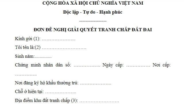 Mẫu đơn khởi kiện tranh chấp đất đai mới nhất của tòa án Kinh Môn