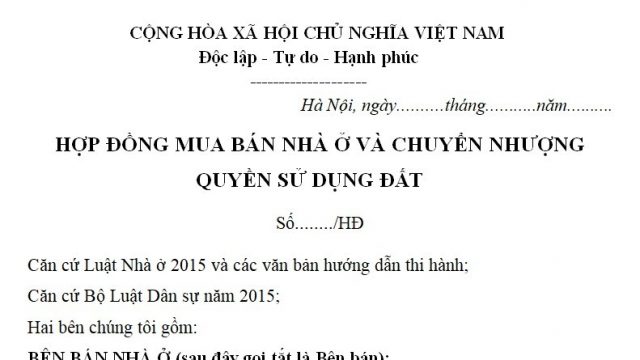 Bán mẫu hợp đồng đặt cọc mua nhà đất tại Huyện Văn Yên