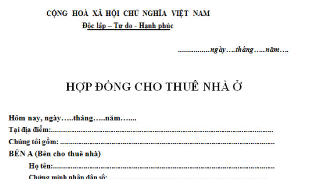 Mẫu hợp đồng thuê nhà