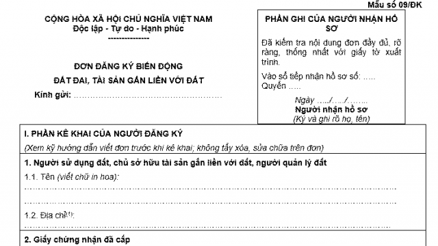 Trường hợp xác nhận thay đổi vào Giấy chứng nhận đã cấp khi đăng ký biến động