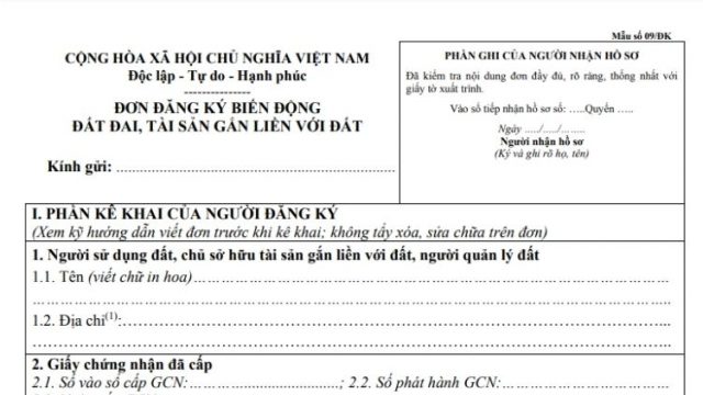 Trình tự, thủ tục đăng ký biến động đất đai