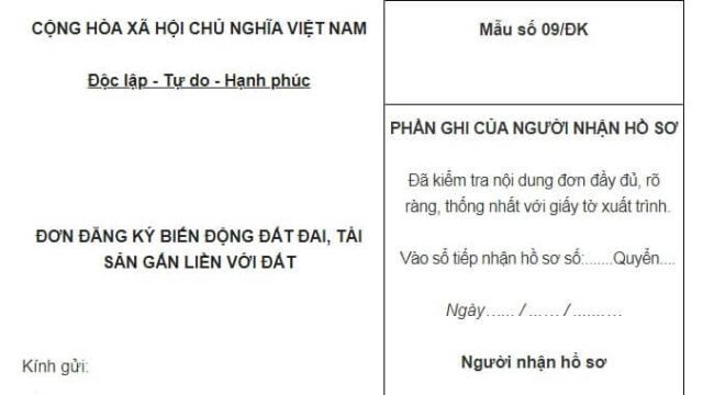 Hồ sơ đăng kí biến động về quyền sử dụng đất, tài sản gắn liền với đất