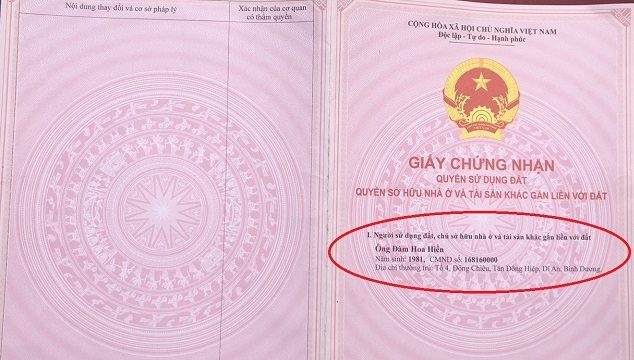 Đứng tên trong giấy chứng nhận quyền sử dụng đất