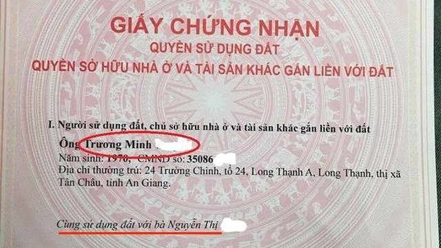 Thỏa thuận để một người đứng tên trên giấy chứng nhận quyền sử dụng đất