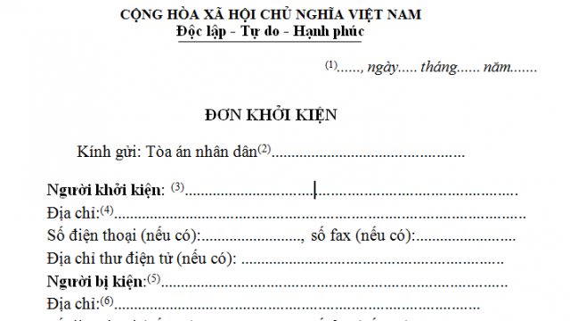 Mẫu đơn khởi kiện phân chia di sản thừa kế mới nhất tại Đắk Glei