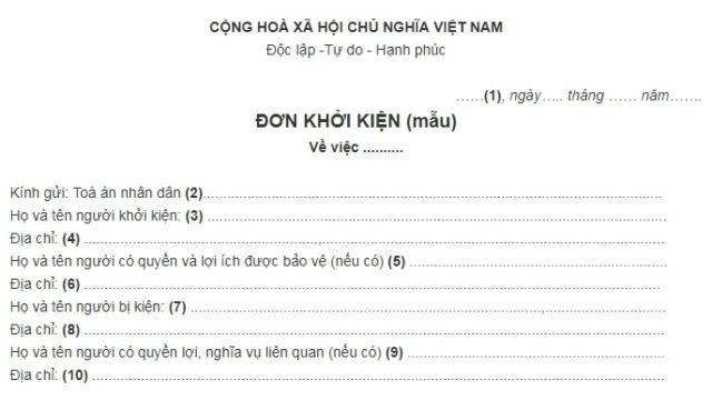 Mẫu đơn khởi kiện phân chia di sản thừa kế mới nhất tại Huyện Đạ Tẻh