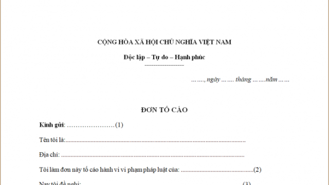 Mẫu đơn tố cáo mới nhất – Gọi 1900 6574