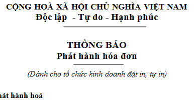 Phát hành hóa đơn của tổ chức kinh doanh